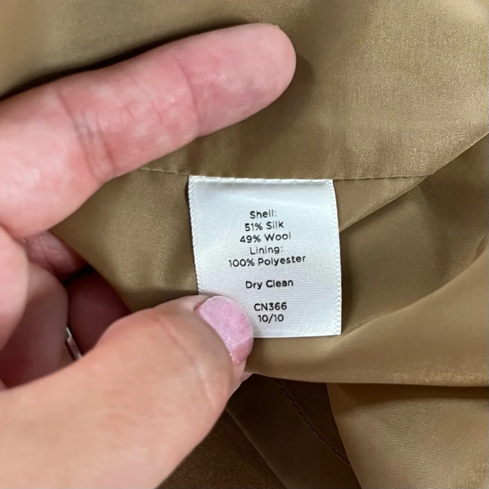 Talbots Silk Wool Sheath Dress Gold Champagne Cocktail Party Sleeveless Size 4 - Picture 4 of 9